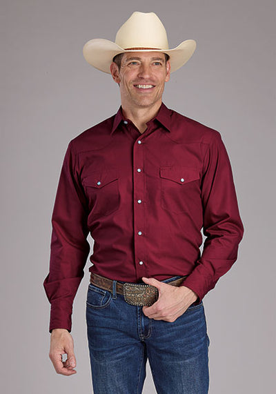 Roper Men's Solid Broadcloth Western Shirt