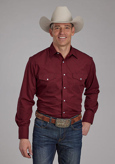 Roper Men's Solid Broadcloth Western Shirt