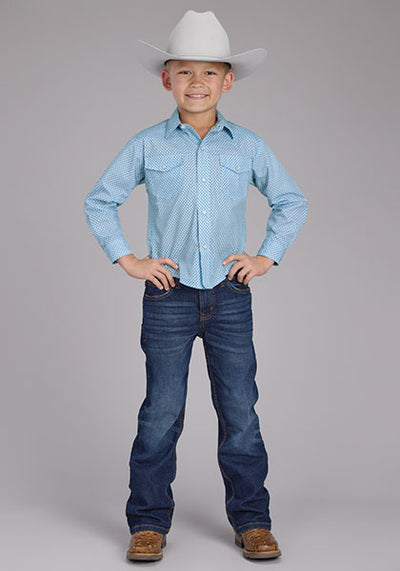 Roper Boy's Mini Cross Print Western Shirt
