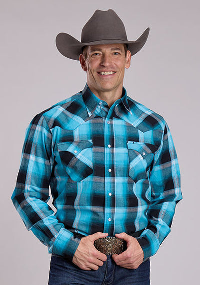Roper Men's Triple Diamond Dobby Plaid Shirt