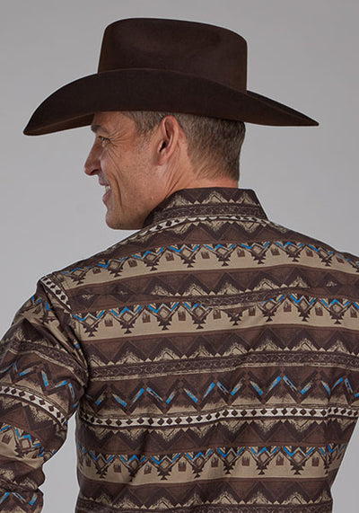 Roper Men's Distressed Aztec Print Western Shirt
