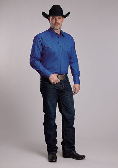Roper Men's Blue Lattice Geo Western Shirt