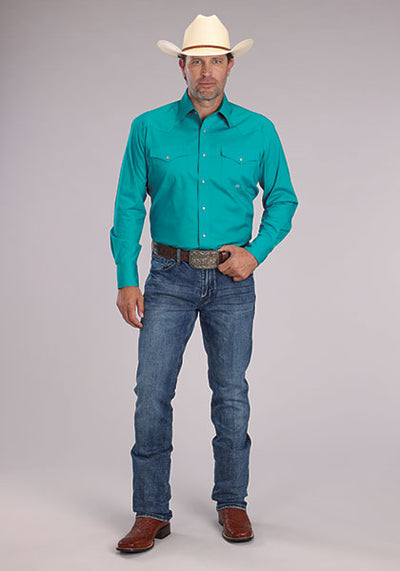 Roper Men's Solid Stretch Poplin Western Shirt