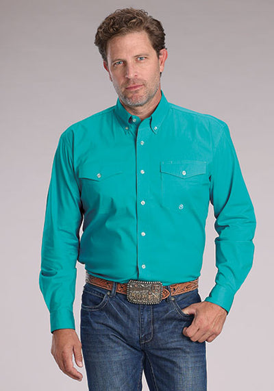 Roper Men's Solid Stretch Poplin Western Shirt