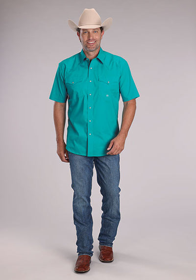 Roper Men's S/S Solid Stretch Poplin Western Shirt