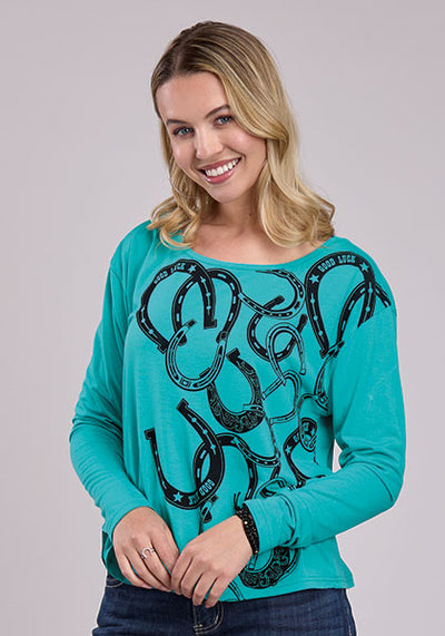 Roper Women's Horseshoe Print Jersey Top