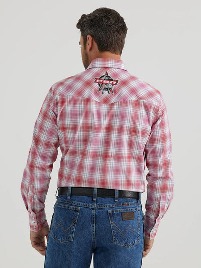 Wrangler Men's PBR Logo Plaid Shirt
