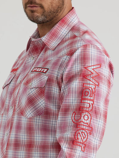 Wrangler Men's PBR Logo Plaid Shirt