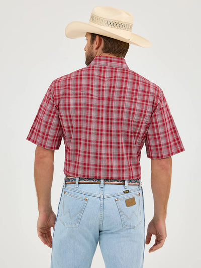 Wrangler Men's Wrinkle Resistant Red Plaid Western Shirt