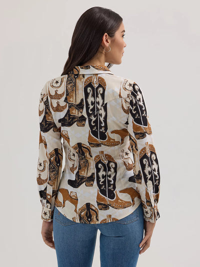 Wrangler Women's Saddle Up Slim Western Shirt