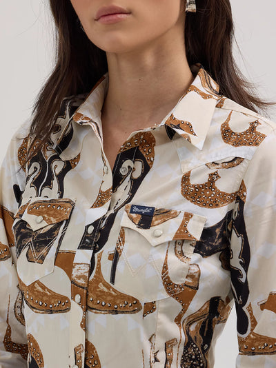 Wrangler Women's Saddle Up Slim Western Shirt