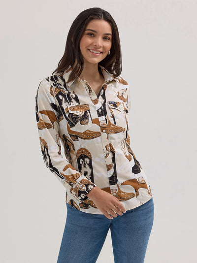 Wrangler Women's Saddle Up Slim Western Shirt