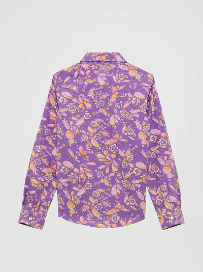 Wrangler Girl's Cacti Floral Western Shirt