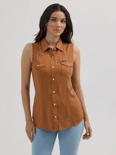 Wrangler Women's Retro Textured Slim Western Tank