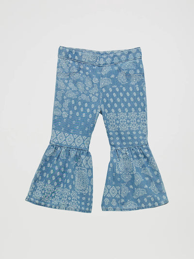 Wrangler Little Girl's Bandana Print Ruffle Flare Jean