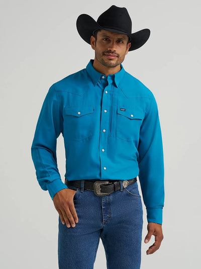 Wrangler Men's Performance Solid Shirt - Teal