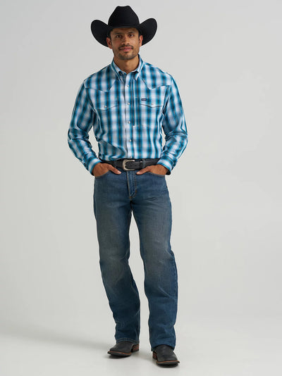 Wrangler Men's Performance Plaid Shirt - Teal