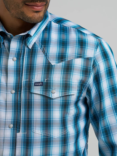 Wrangler Men's Performance Plaid Shirt - Teal