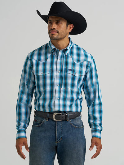 Wrangler Men's Performance Plaid Shirt - Teal