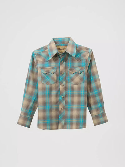 Wrangler Boys Retro Plaid Western Shirt