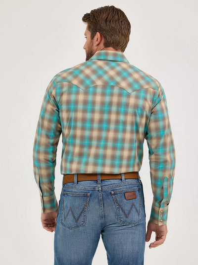Wrangler Men's Plaid Sawtooth Pocket Western Shirt