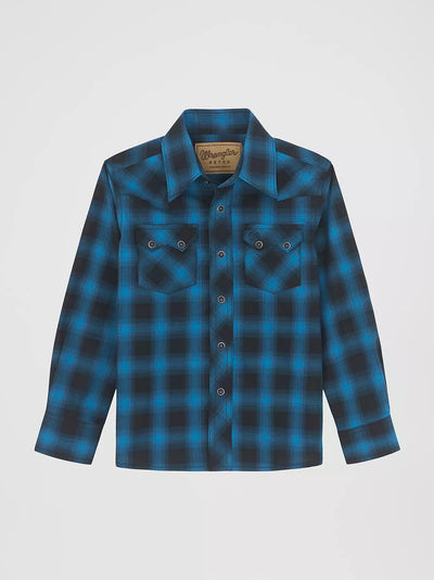 Wrangler Boy's Retro Plaid Western Shirt