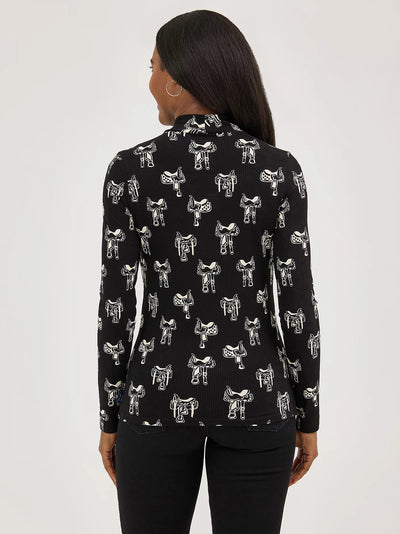 Wrangler Women's Print Mock Neck Shirt