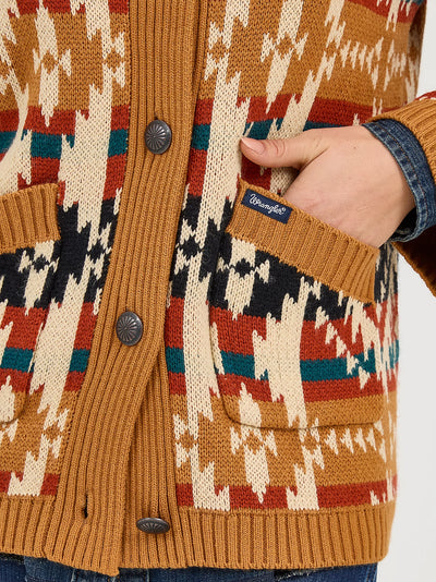 Wrangler Women's Western Pattern Cardigan Sweater