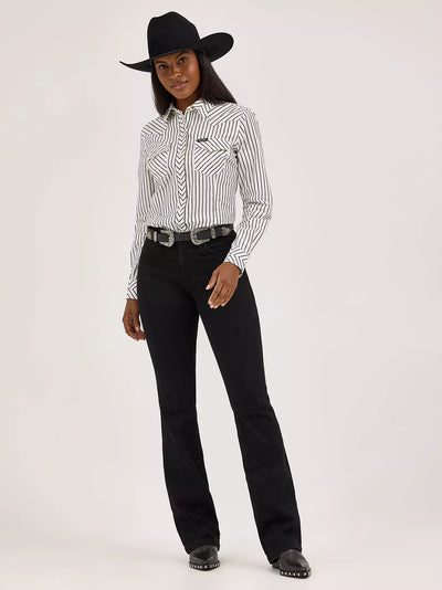 Wrangler Women's Retro Stripe Slim Western Shirt