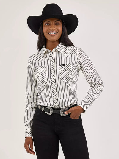 Wrangler Women's Retro Stripe Slim Western Shirt