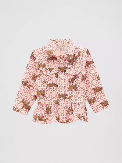 Wrangler Little Girl's Ruffle Hem Western Shirt