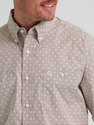 Wrangler Men's George Strait Floral Brown Western Shirt