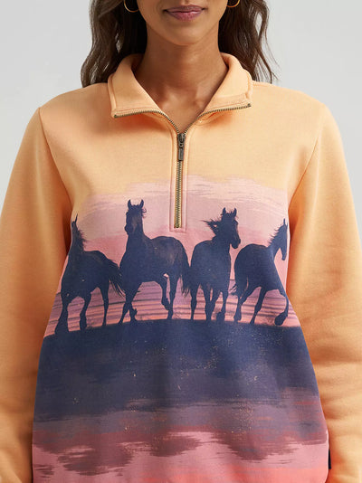 Wrangler Women's Western 1/4 Zip Sweatshirt