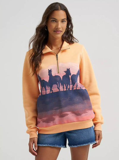 Wrangler Women's Western 1/4 Zip Sweatshirt