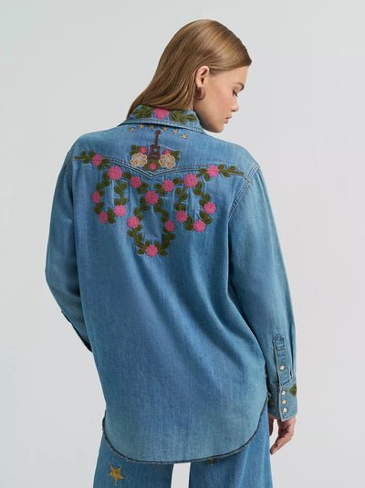 Wrangler X Women's Lainey Wilson Embroidered Denim Shirt