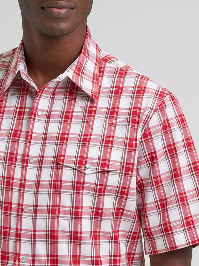 Wrangler Men's Wrinkle Resist Western Snap Plaid Shirt