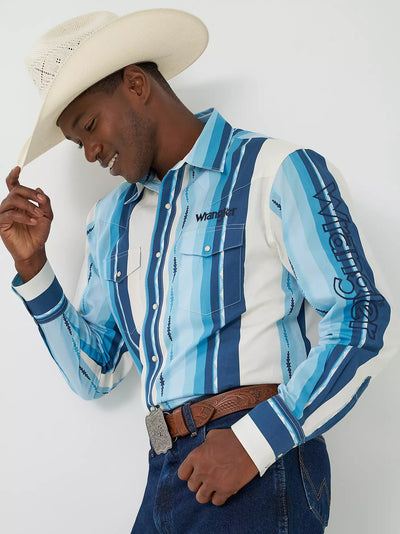 Wrangler Men's Logo Striped Shirt