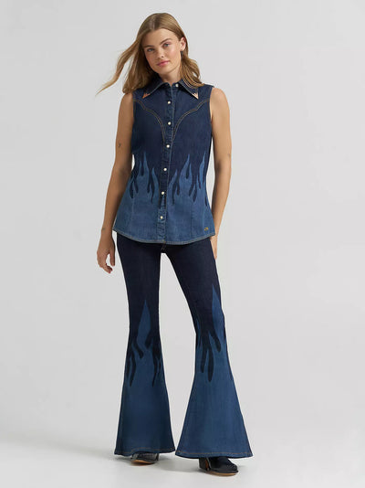 Wrangler Lainey Wilson X Flame Denim Sleeveless Shirt