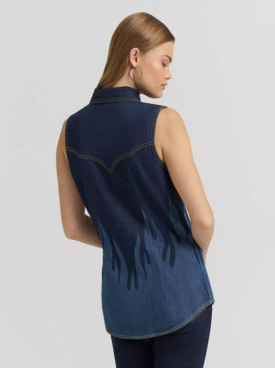 Wrangler Lainey Wilson X Flame Denim Sleeveless Shirt