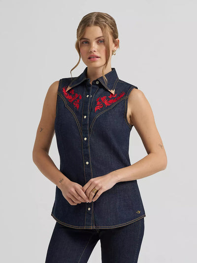 Wrangler X Lainey Wilson Embroidered Sleeveless Shirt