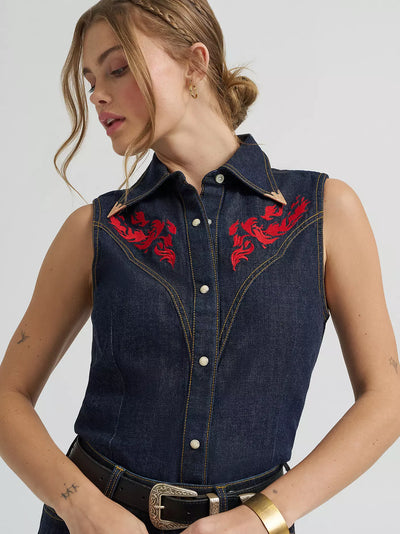 Wrangler X Lainey Wilson Embroidered Sleeveless Shirt