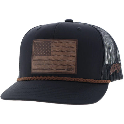 Hooey "Liberty Roper" Leather Patch Hat - Black
