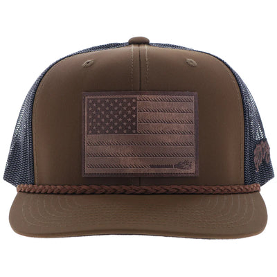 Hooey "Liberty Roper" Leather Patch Hat - Brn/Blk