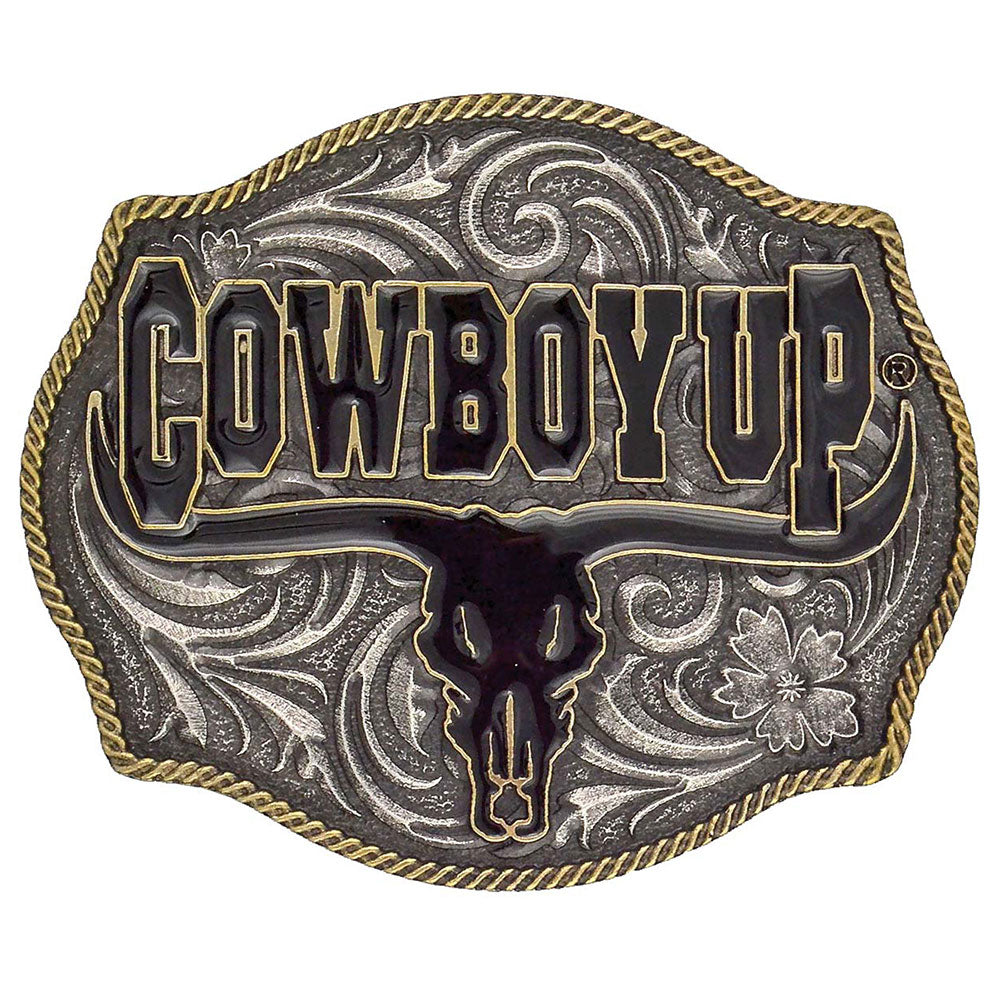 Montana Silversmiths Cowboy Up Says the Bull Buckle