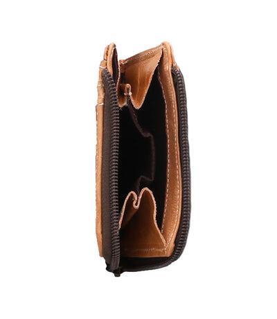 Bed Stu "Carrie" Compact Leather Wallet - Tan Rustic