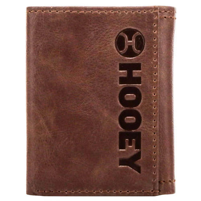 Hooey Men's Classic Smooth Brown Tri-fold Wallet