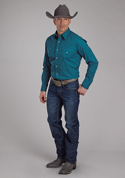 Roper Men's Solid Poplin Western Shirt