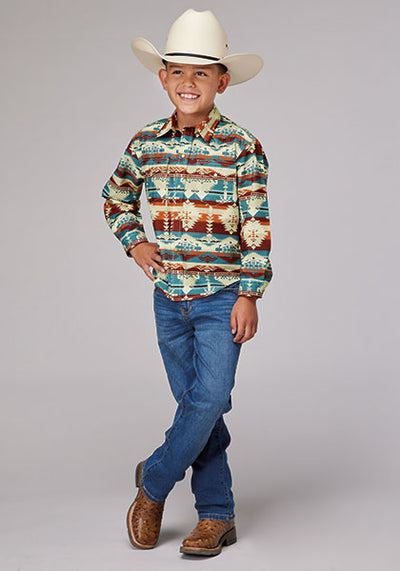 Karman Boy's Horizontal Aztec Serape Shirt