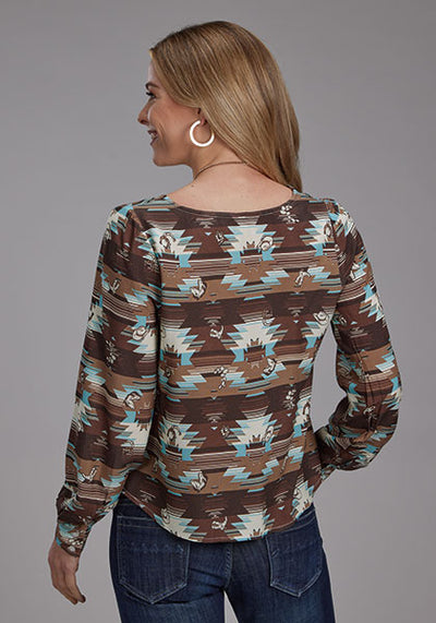Roper Women's Aztec Printed Rayon Blouse