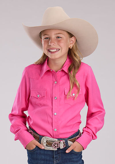 Roper Girl's Solid Rayon Western Blouse